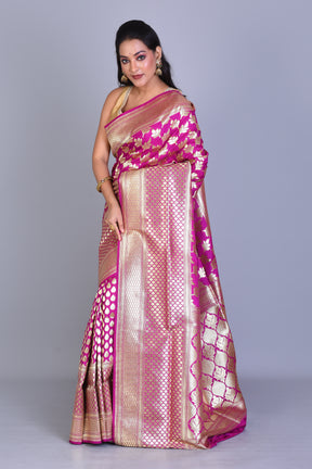 Pink Half & Half Banarasi Saree with Blouse Piece - Keya Seth Exclusive