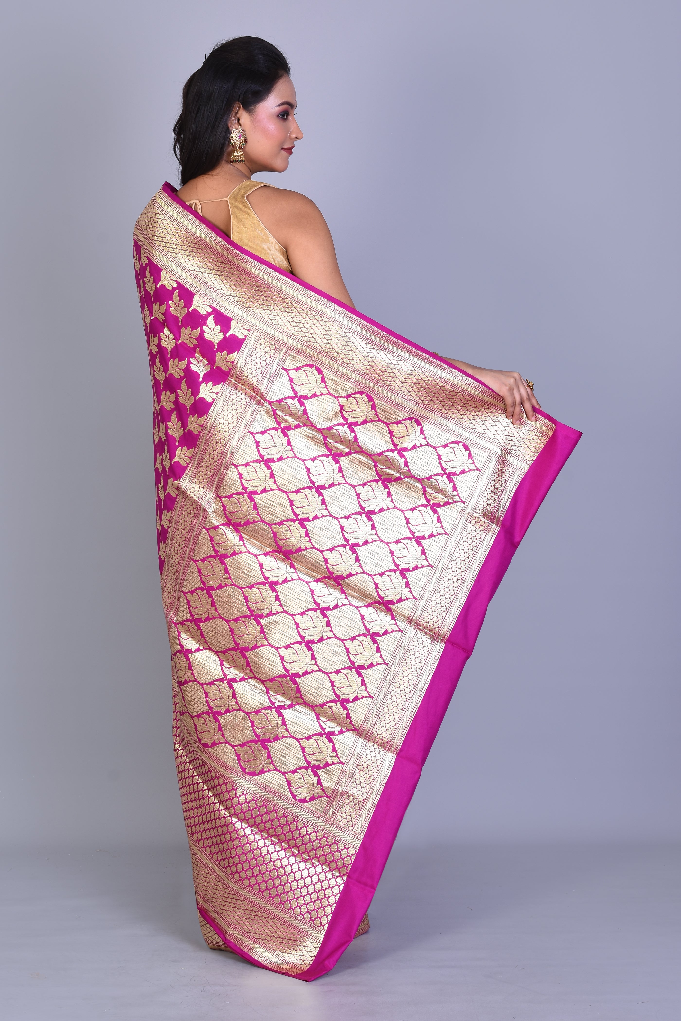 Pink Half & Half Banarasi Saree with Blouse Piece - Keya Seth Exclusive