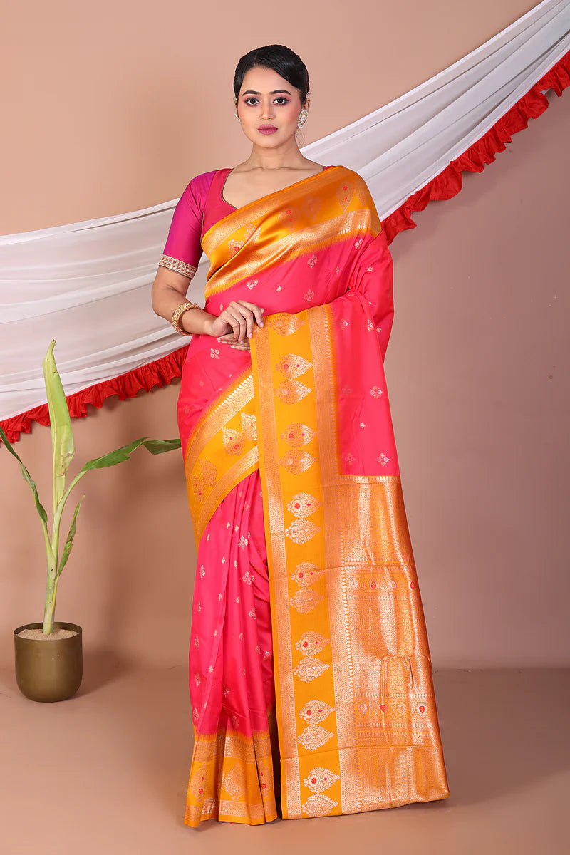 Rose Pink Blended Mashru Silk Saree - Keya Seth Exclusive