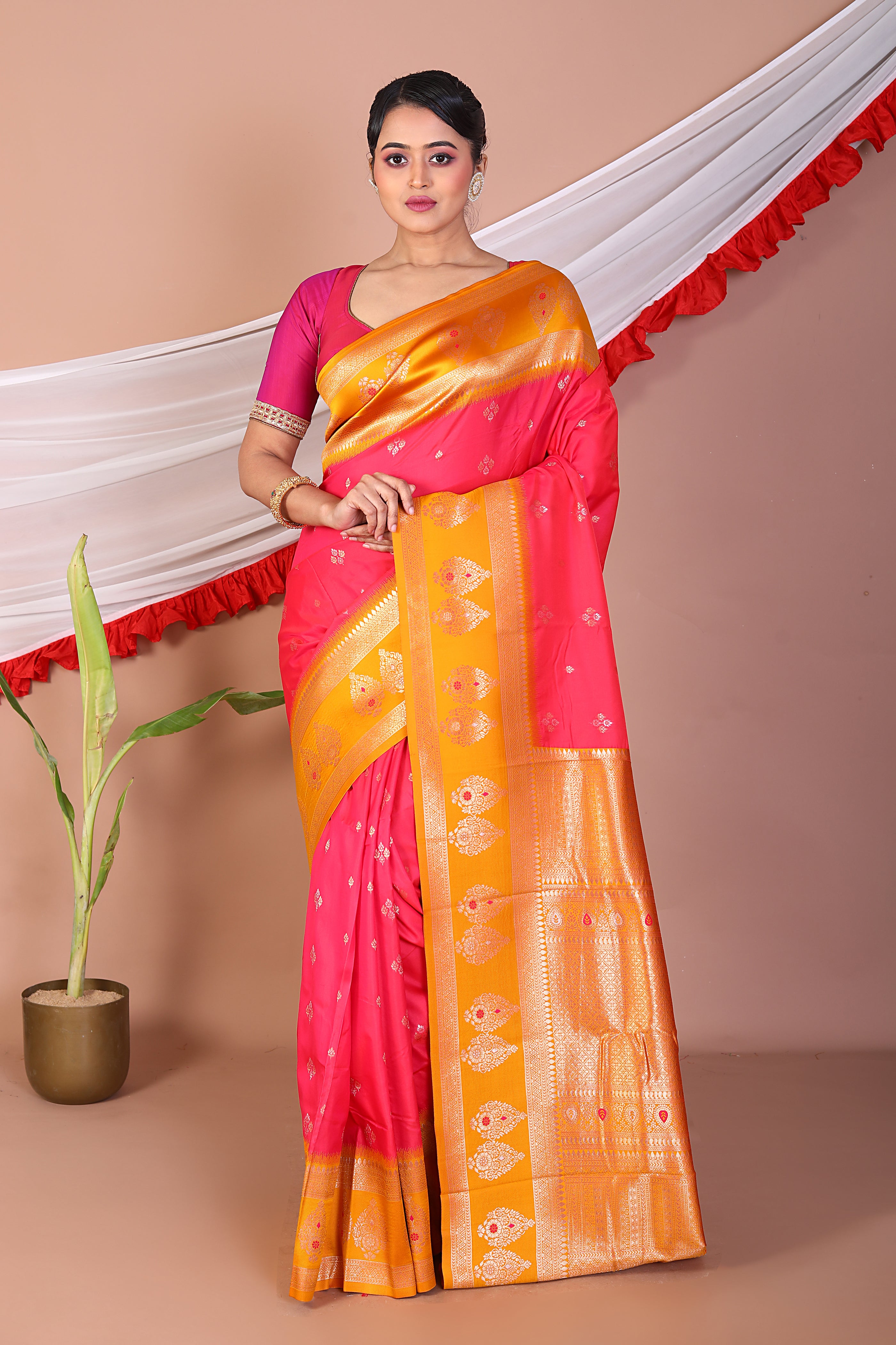 Rose Pink Blended Mashru Silk Saree - Keya Seth Exclusive