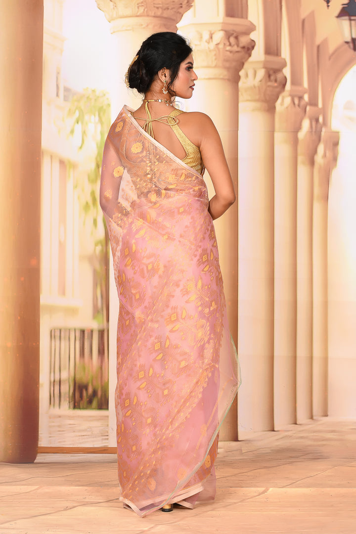 Lightweight Pastel Pink Jamdani Saree - Keya Seth Exclusive