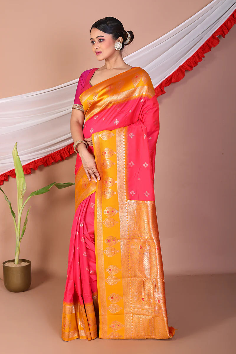 Rose Pink Blended Mashru Silk Saree - Keya Seth Exclusive