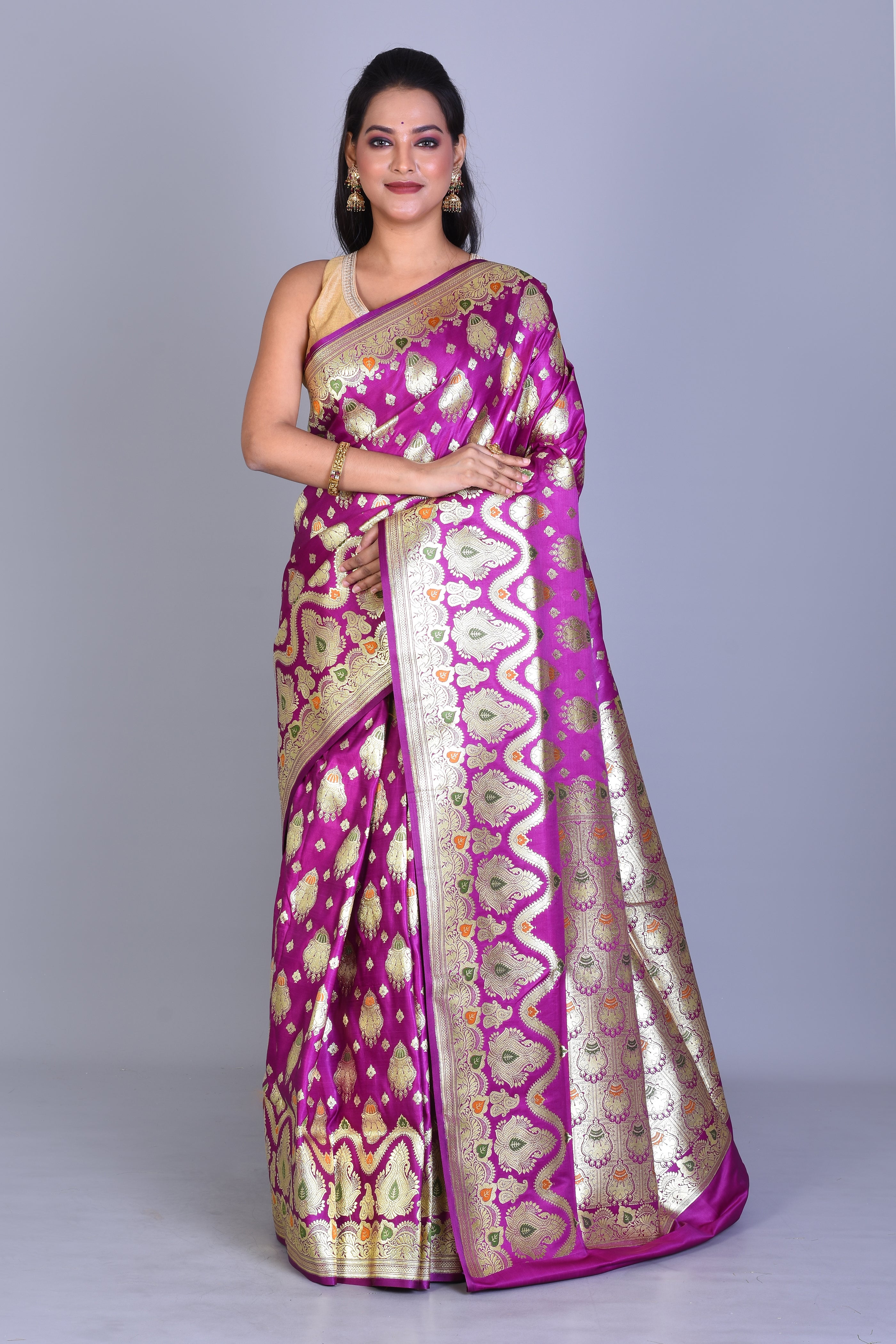 Magenta Banarasi Saree with Blouse Piece - Keya Seth Exclusive