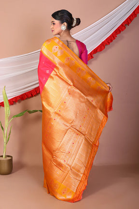 Rose Pink Blended Mashru Silk Saree - Keya Seth Exclusive