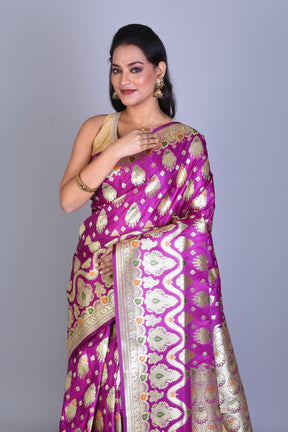 Magenta Banarasi Saree with Blouse Piece - Keya Seth Exclusive