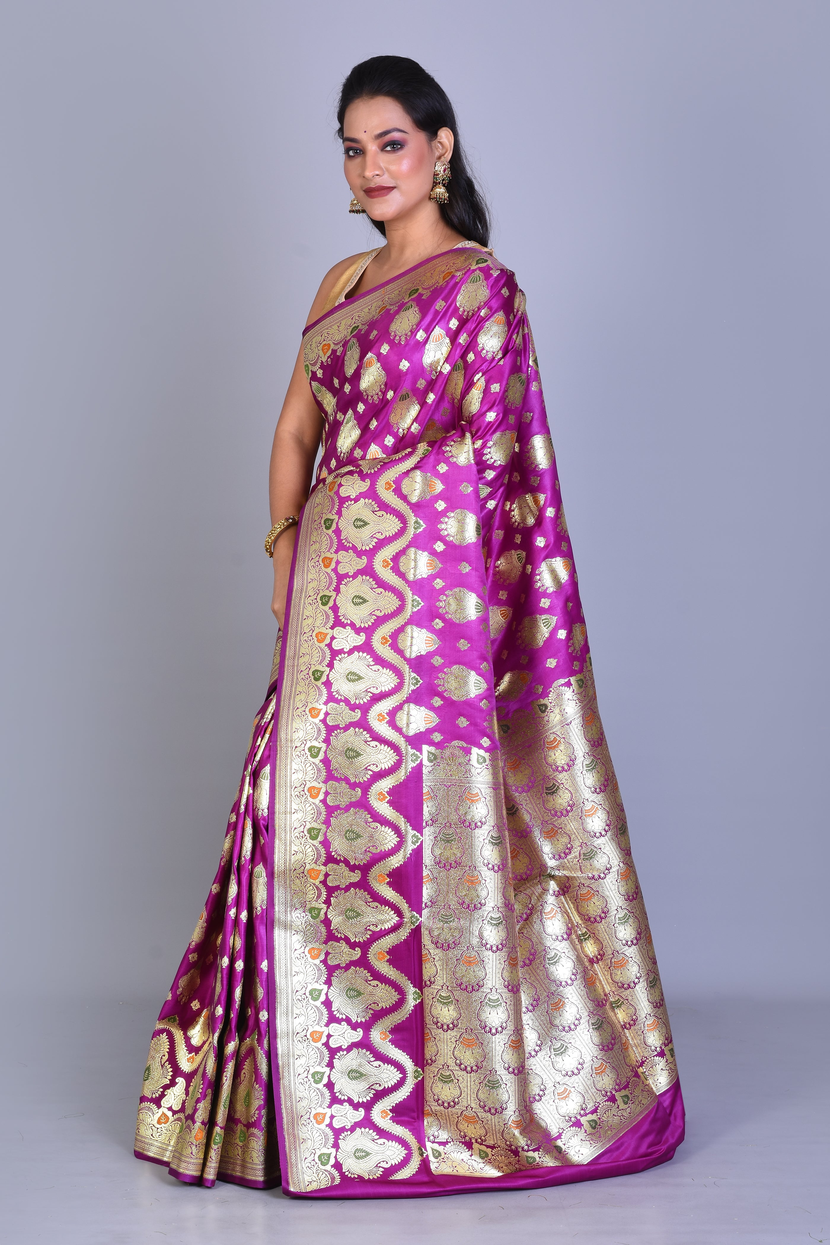 Magenta Banarasi Saree with Blouse Piece - Keya Seth Exclusive