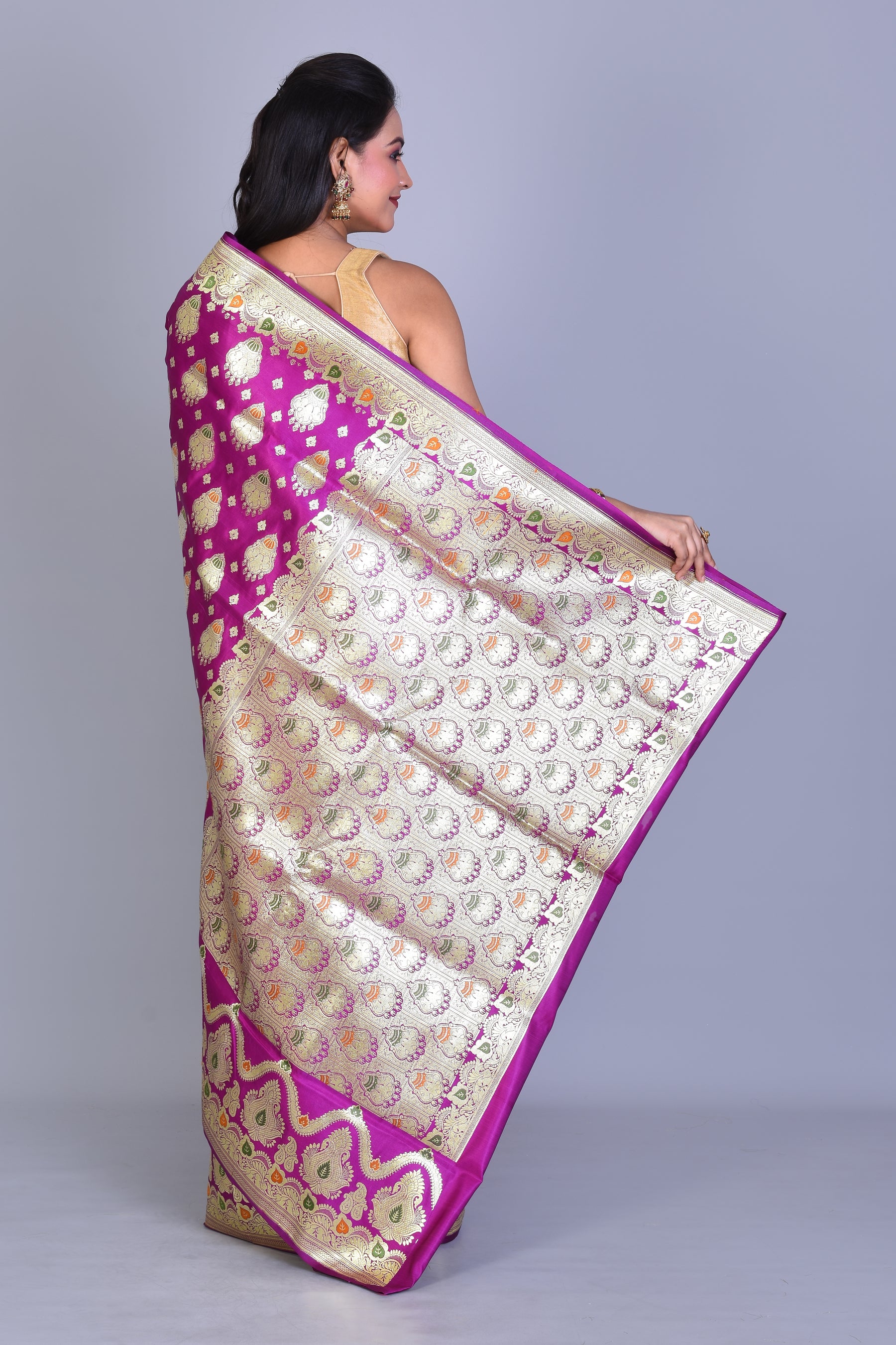 Magenta Banarasi Saree with Blouse Piece - Keya Seth Exclusive