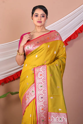 Olive Blended Mashru Silk Saree - Keya Seth Exclusive