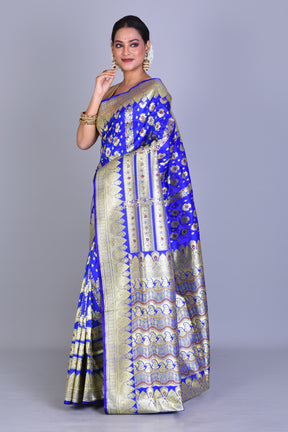 Royal Blue Half & Half Banarasi Saree with Blouse Piece - Keya Seth Exclusive