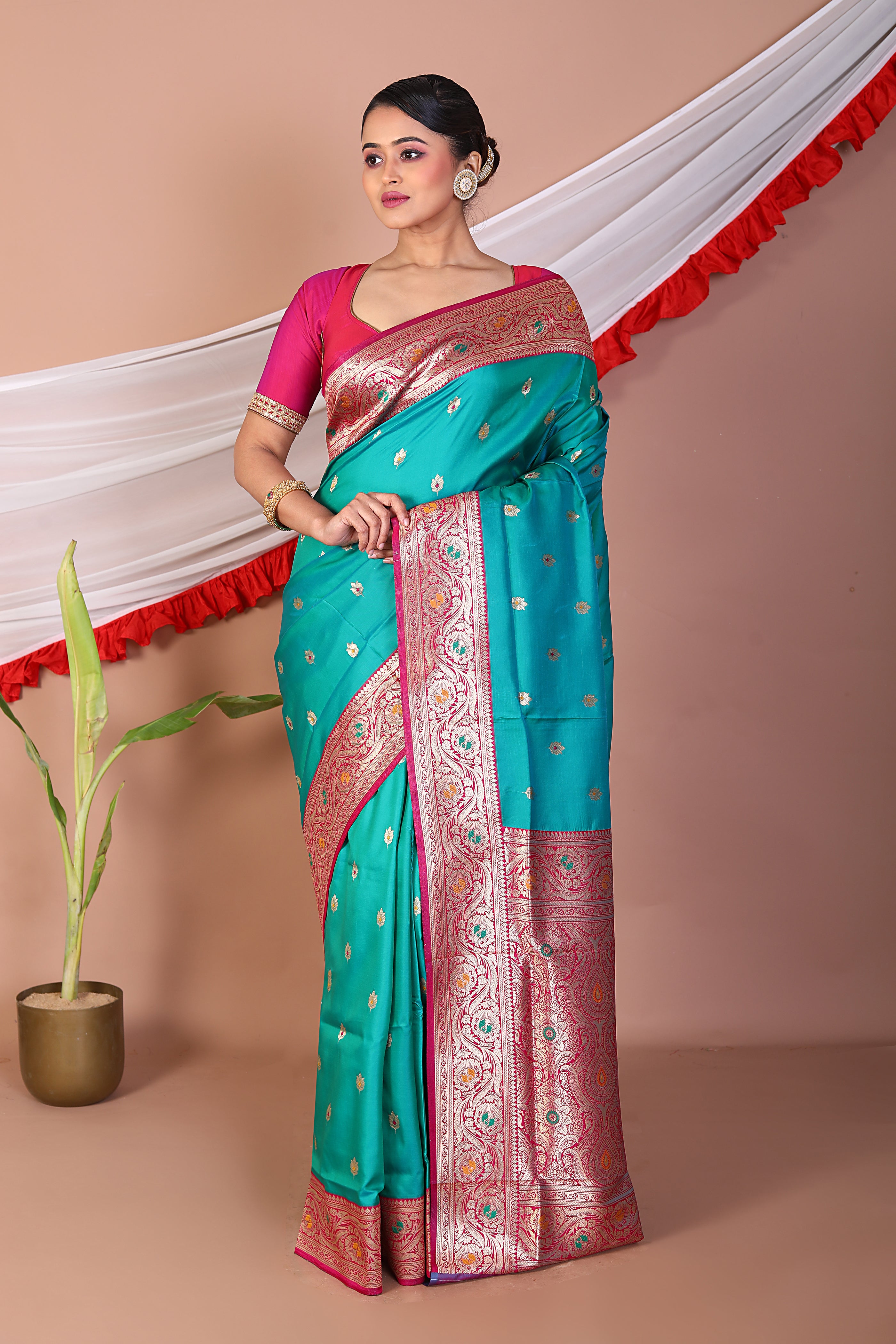 Rama Green Blended Mashru Silk - Keya Seth Exclusive