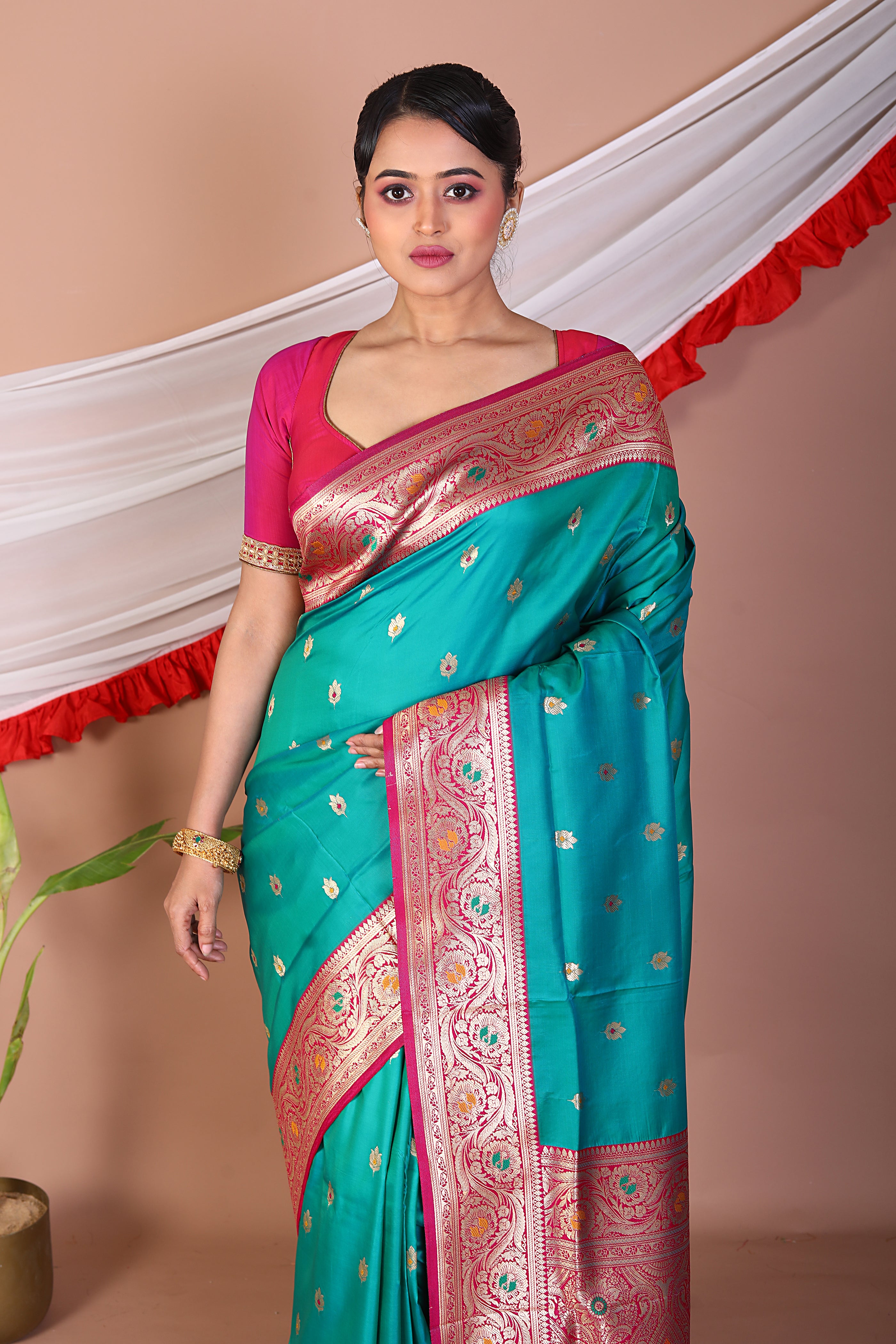 Rama Green Blended Mashru Silk - Keya Seth Exclusive