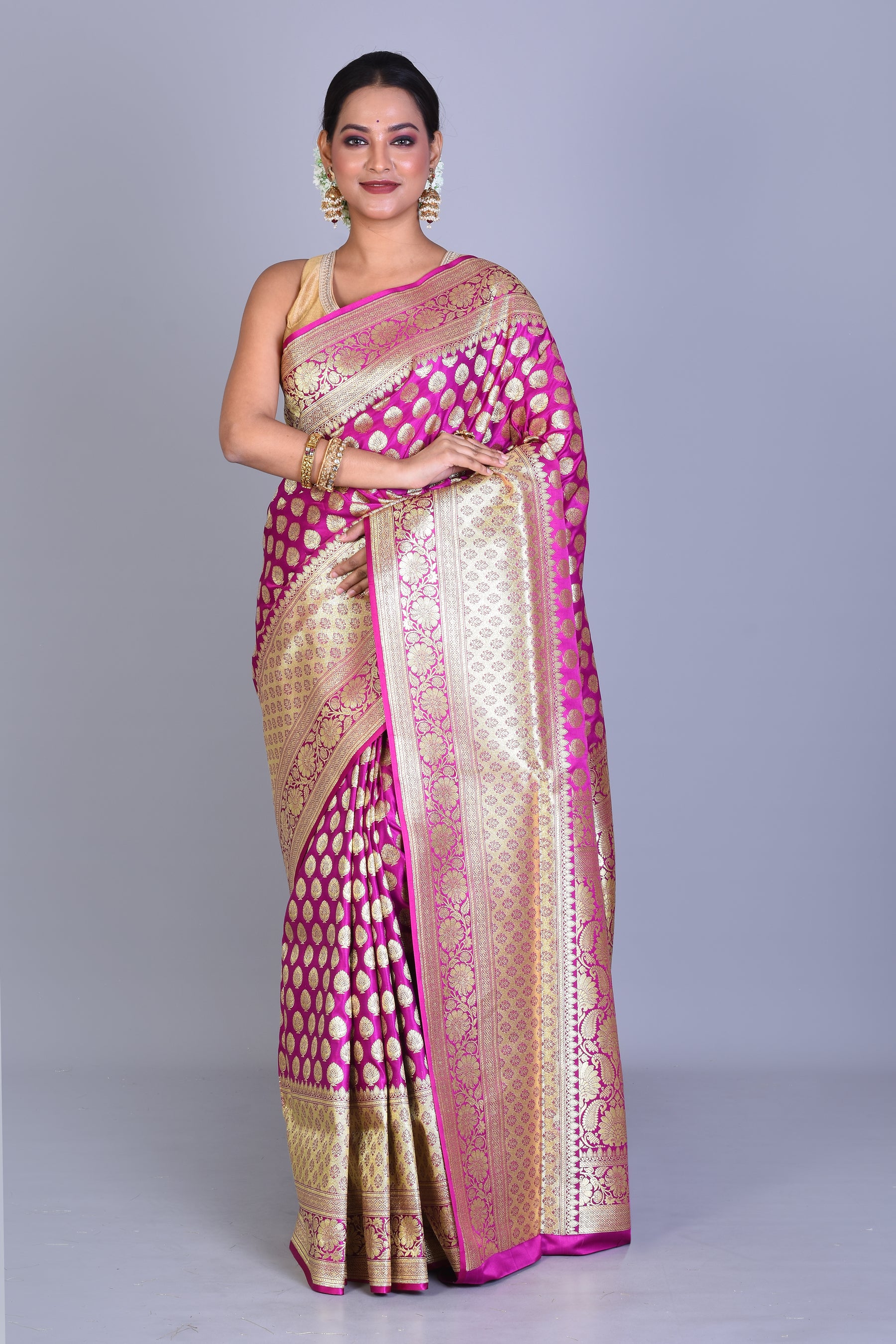 Magenta Banarasi Saree with Blouse Piece - Keya Seth Exclusive