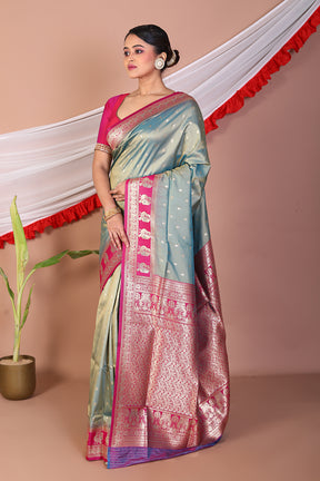 Dual Tone Green Blended Mashru Silk Saree - Keya Seth Exclusive