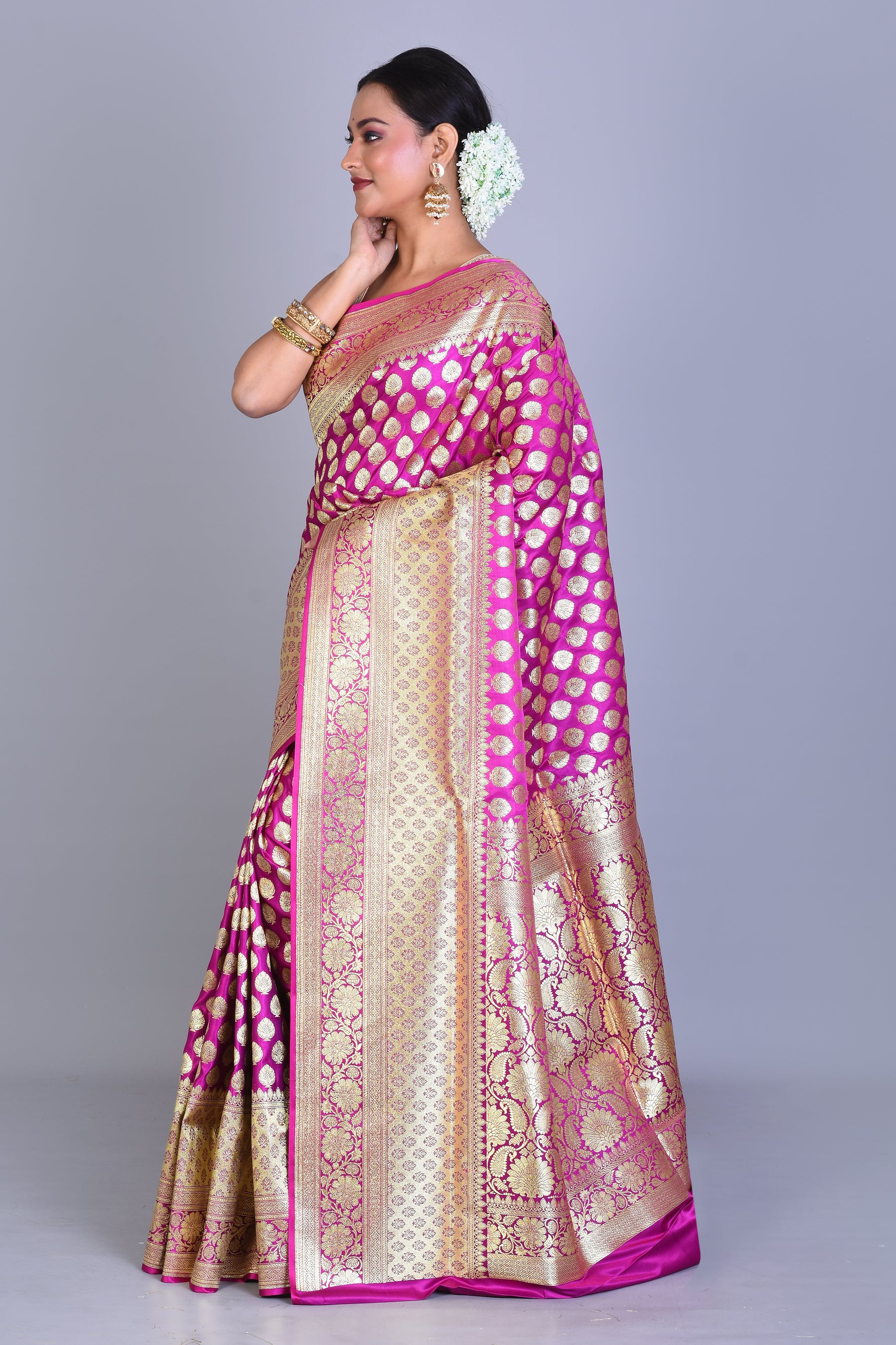 Magenta Banarasi Saree with Blouse Piece - Keya Seth Exclusive