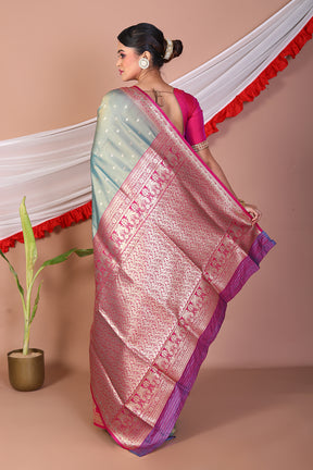 Dual Tone Green Blended Mashru Silk Saree - Keya Seth Exclusive