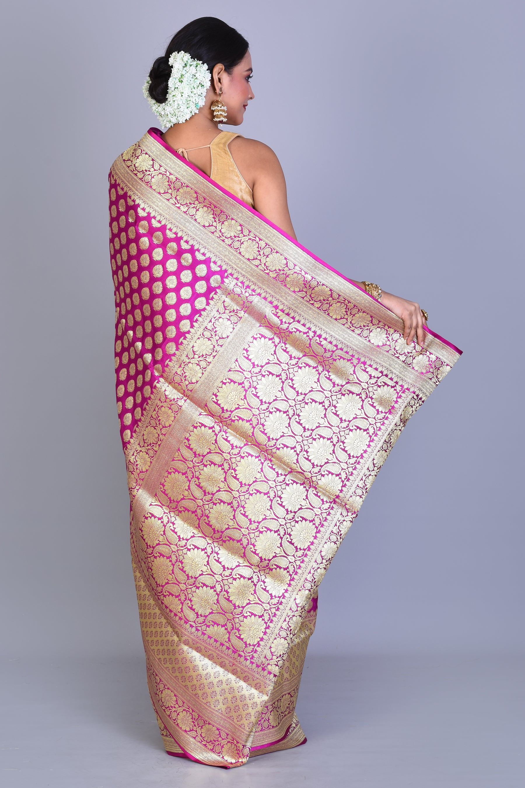 Magenta Banarasi Saree with Blouse Piece - Keya Seth Exclusive