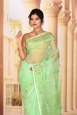 Load image into Gallery viewer, Elegant Light Green Muslin Saree - Keya Seth Exclusive
