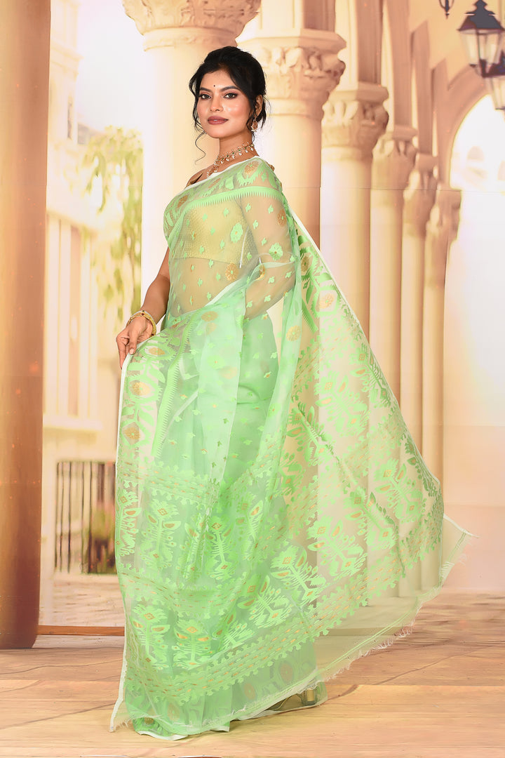 Elegant Light Green Muslin Saree - Keya Seth Exclusive