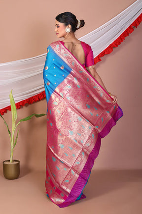 Blue Blended Mashru Silk Saree - Keya Seth Exclusive