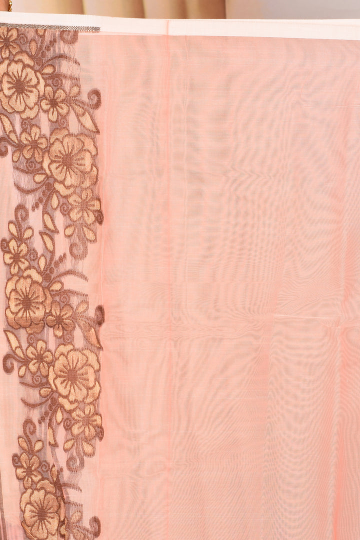 Elegant Light Peach Muslin Saree - Keya Seth Exclusive