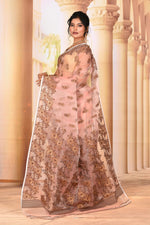 Load image into Gallery viewer, Elegant Light Peach Muslin Saree - Keya Seth Exclusive

