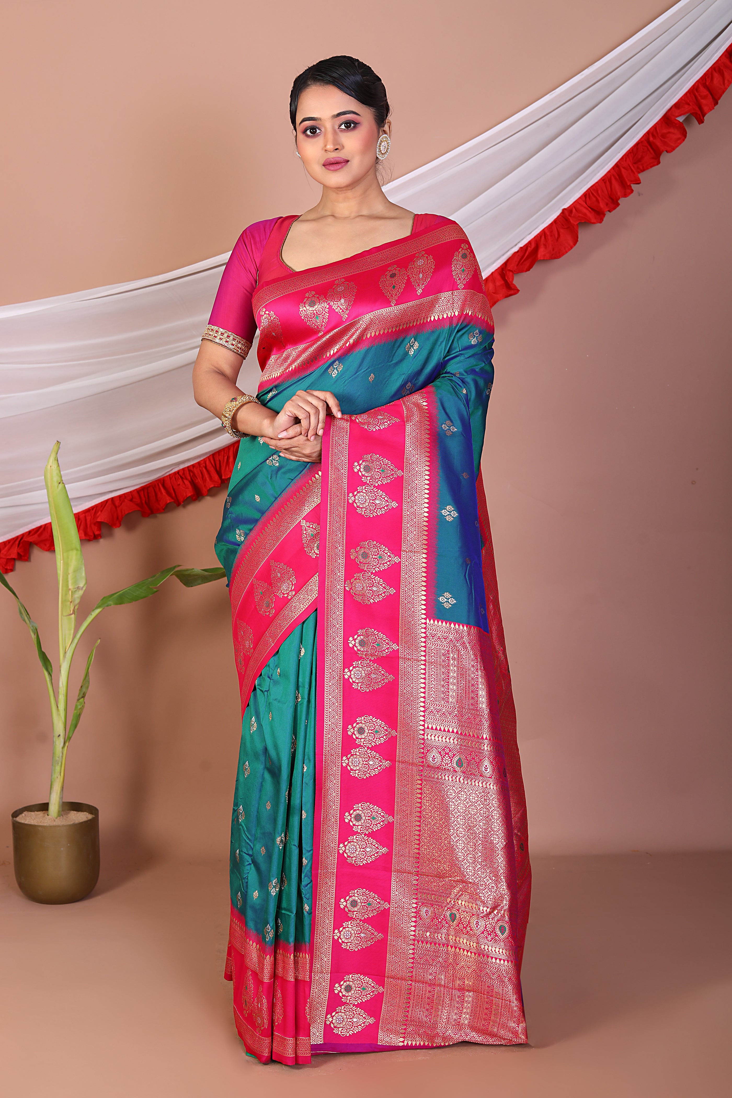Blue Blended Mashru Silk Saree - Keya Seth Exclusive