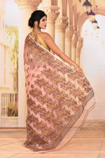 Load image into Gallery viewer, Elegant Light Peach Muslin Saree - Keya Seth Exclusive
