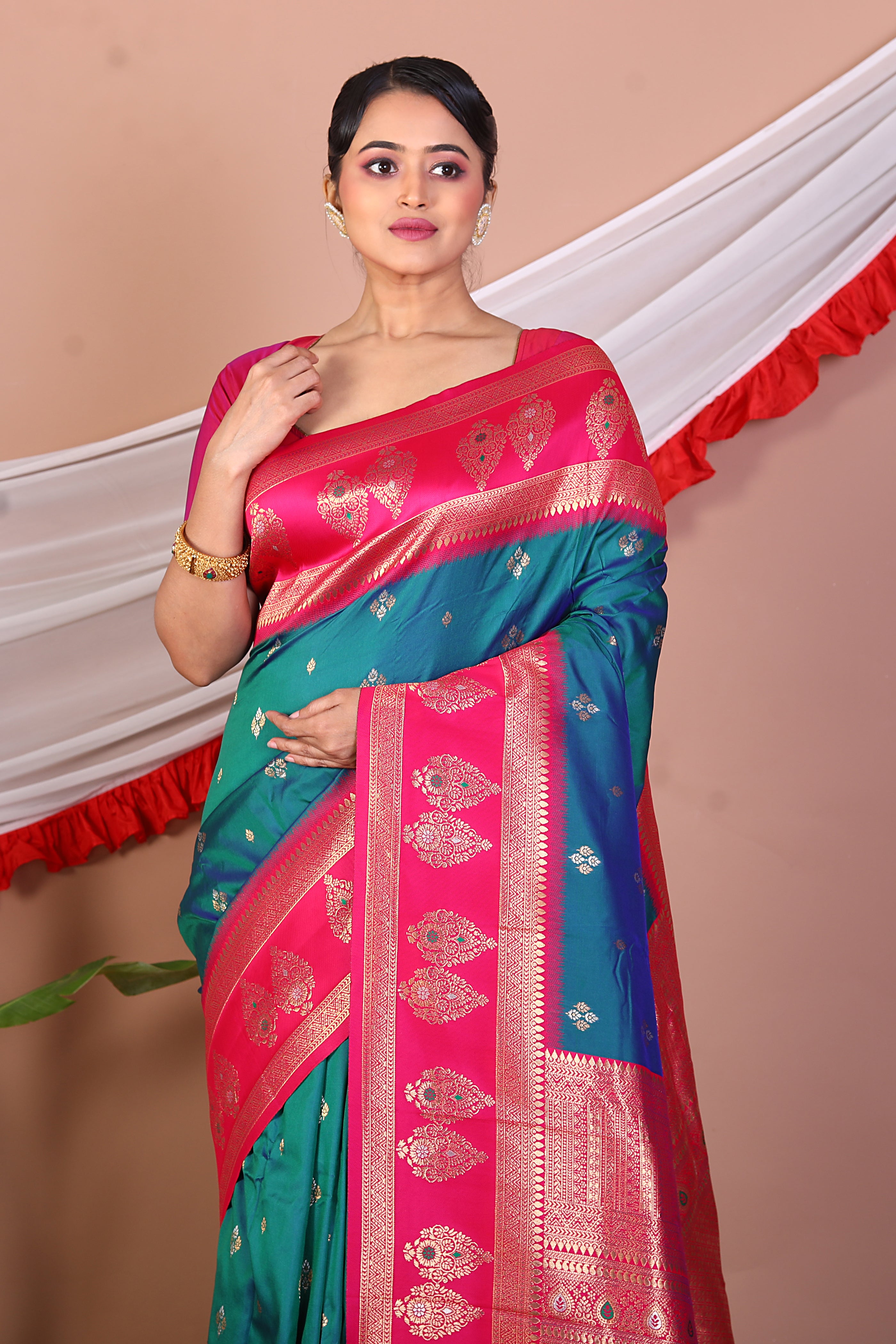 Blue Blended Mashru Silk Saree - Keya Seth Exclusive