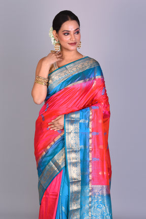 Pink Patli Pallu Blended Kanjivaram Saree with Blouse Piece - Keya Seth Exclusive