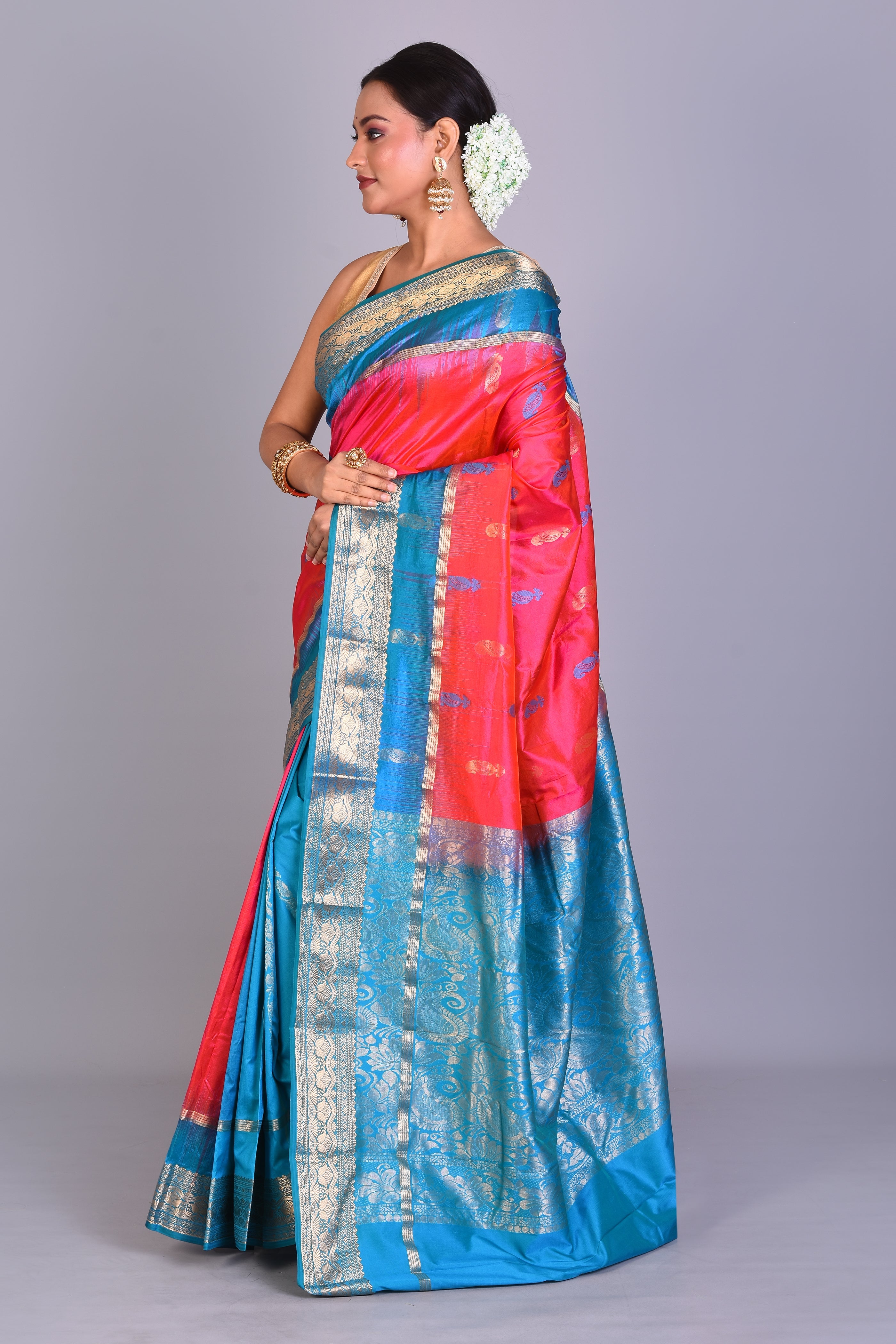 Pink Patli Pallu Blended Kanjivaram Saree with Blouse Piece - Keya Seth Exclusive