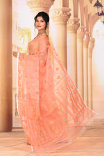 Load image into Gallery viewer, Elegant Light Orange Muslin Saree - Keya Seth Exclusive
