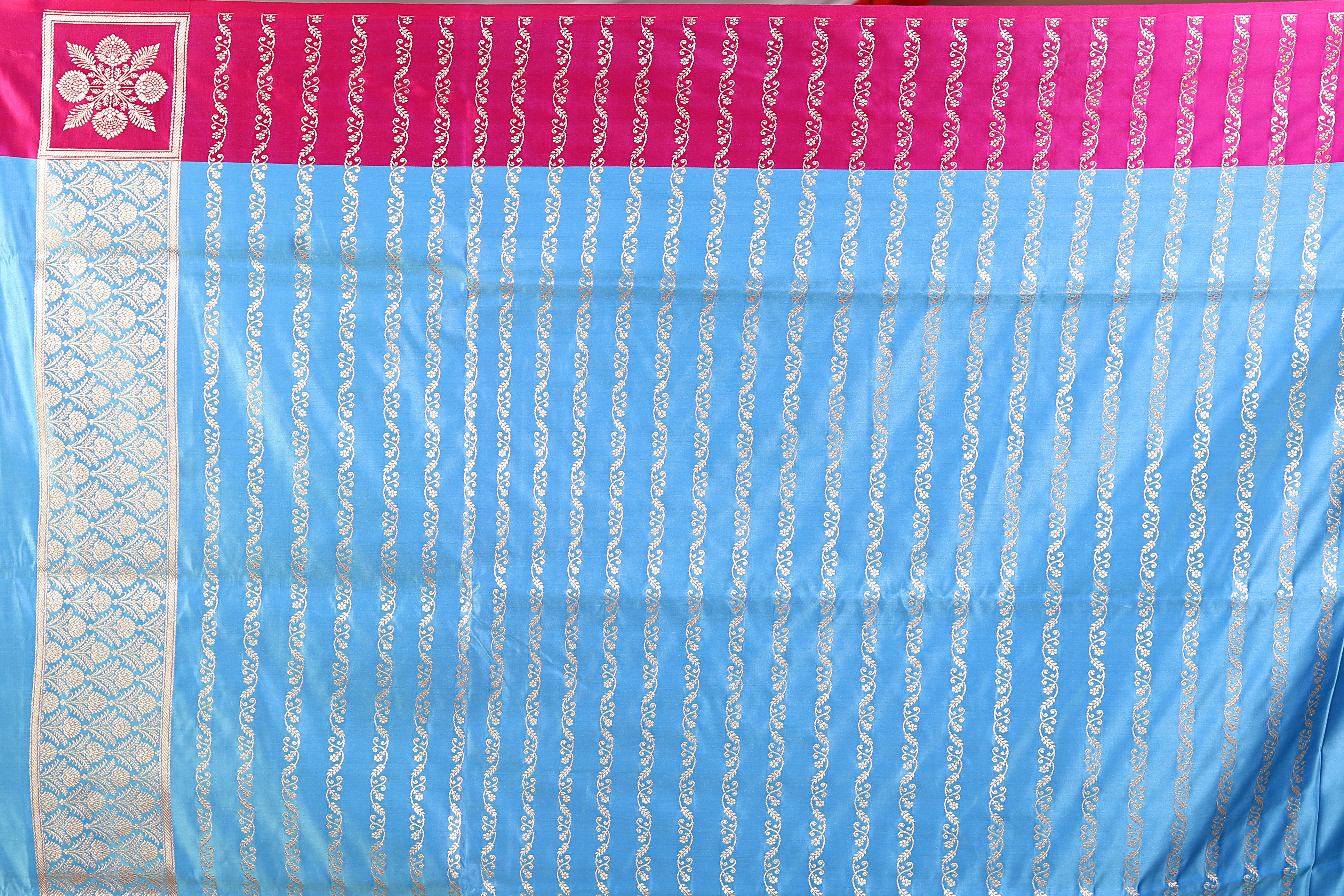 Sky Blue Blended Mashru Silk Saree - Keya Seth Exclusive