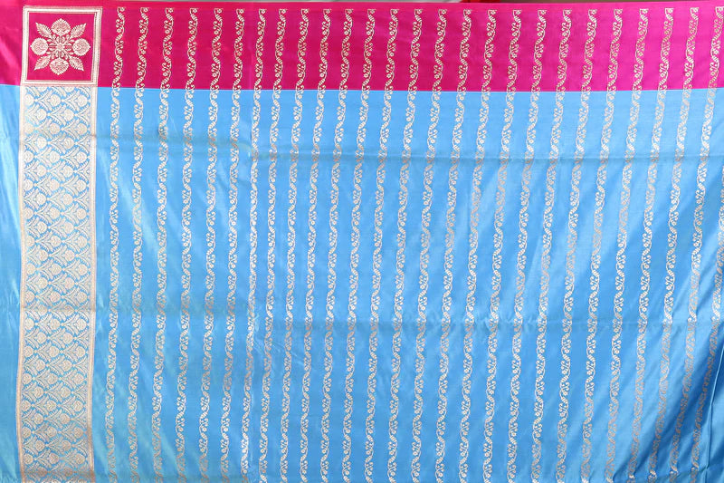 Sky Blue Blended Mashru Silk Saree - Keya Seth Exclusive