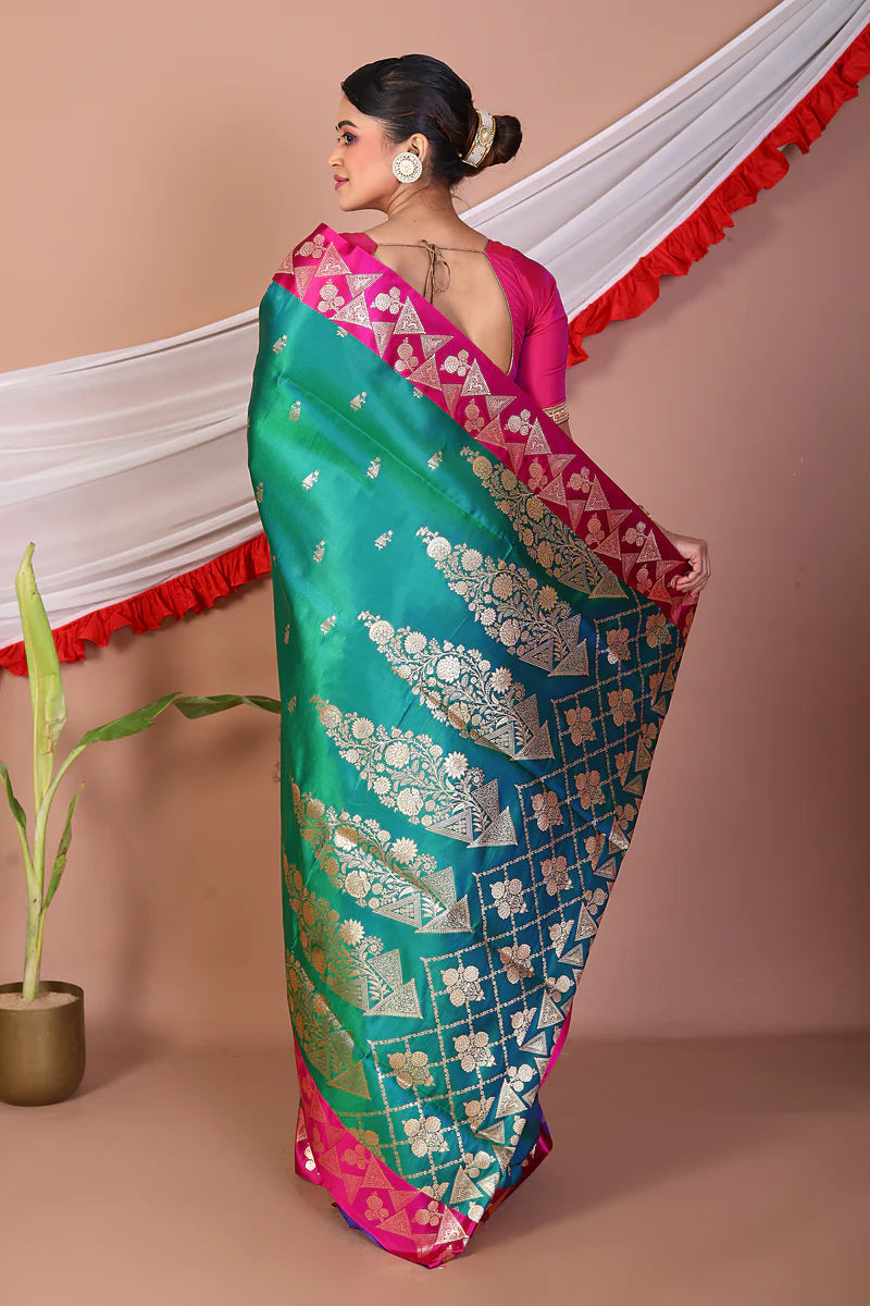 Green Blended Mashru Silk Saree - Keya Seth Exclusive