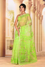Load image into Gallery viewer, Lightweight Leaf Green Muslin Saree - Keya Seth Exclusive
