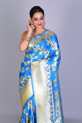 Blue Meenakari Banarasi Saree with Blouse Piece - Keya Seth Exclusive