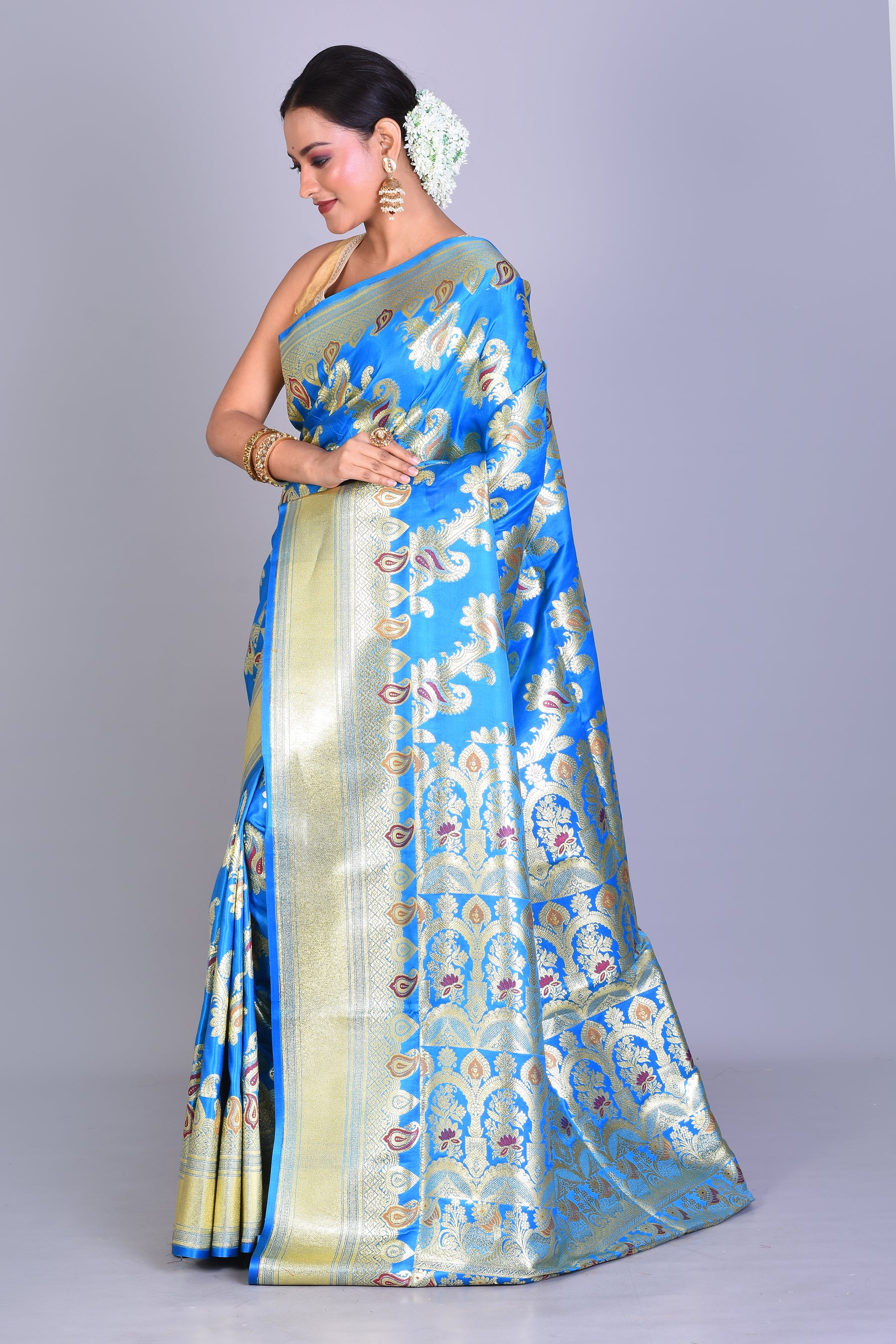 Blue Meenakari Banarasi Saree with Blouse Piece - Keya Seth Exclusive