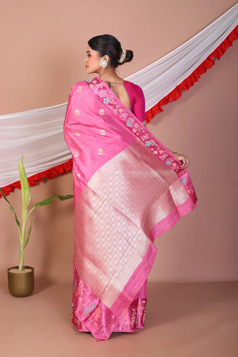 Pink Blended Mashru Silk Saree - Keya Seth Exclusive