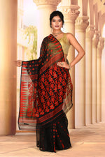 Load image into Gallery viewer, Lightweight Black Red Jamdani Saree - Keya Seth Exclusive
