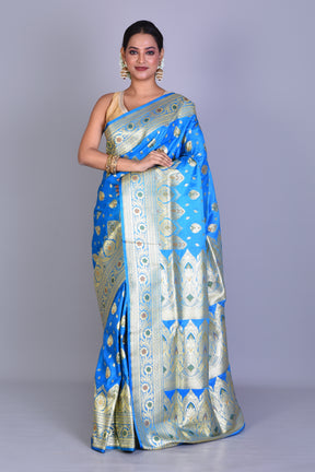 Blue Meenakari Banarasi Saree with Blouse Piece - Keya Seth Exclusive