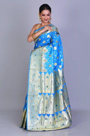Blue Meenakari Banarasi Saree with Blouse Piece - Keya Seth Exclusive