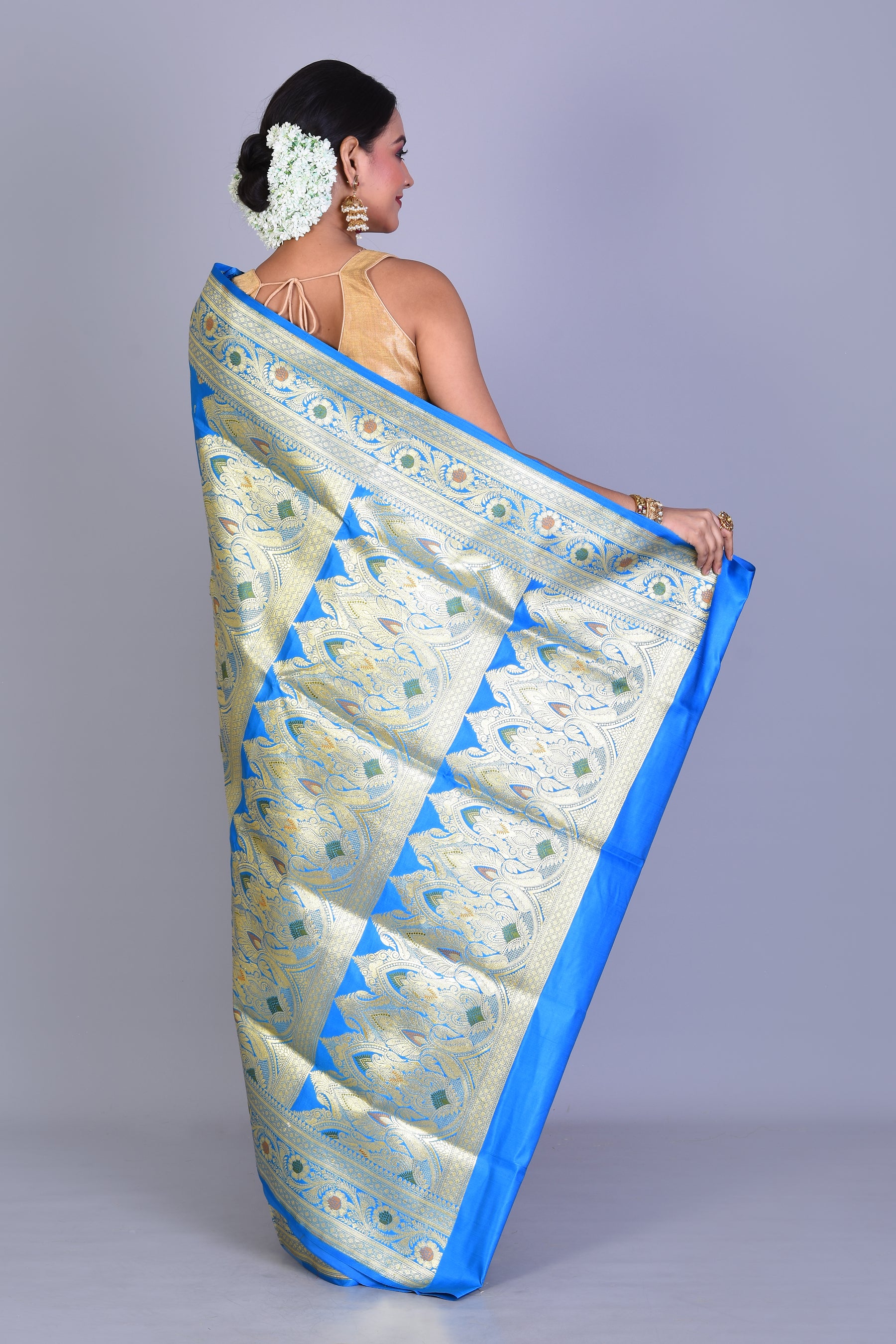 Blue Meenakari Banarasi Saree with Blouse Piece - Keya Seth Exclusive