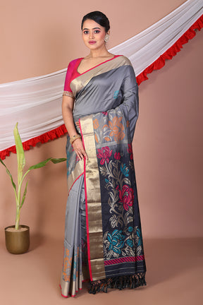 Grey Blended Bangalore Silk Saree - Keya Seth Exclusive