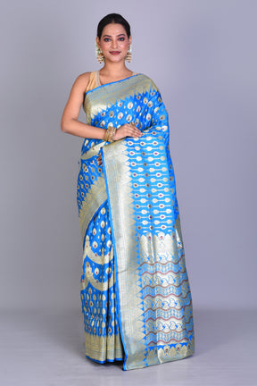 Blue Meenakari Banarasi Saree with Blouse Piece - Keya Seth Exclusive