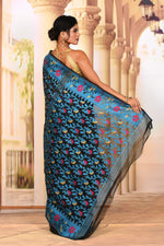 Load image into Gallery viewer, Lightweight Black Blue Jamdani Saree - Keya Seth Exclusive
