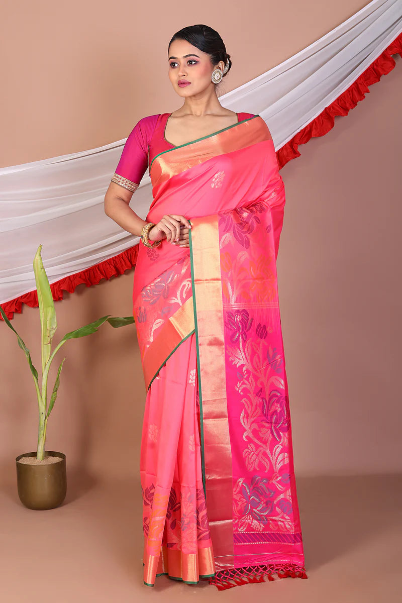 Peach Art Silk Saree - Keya Seth Exclusive