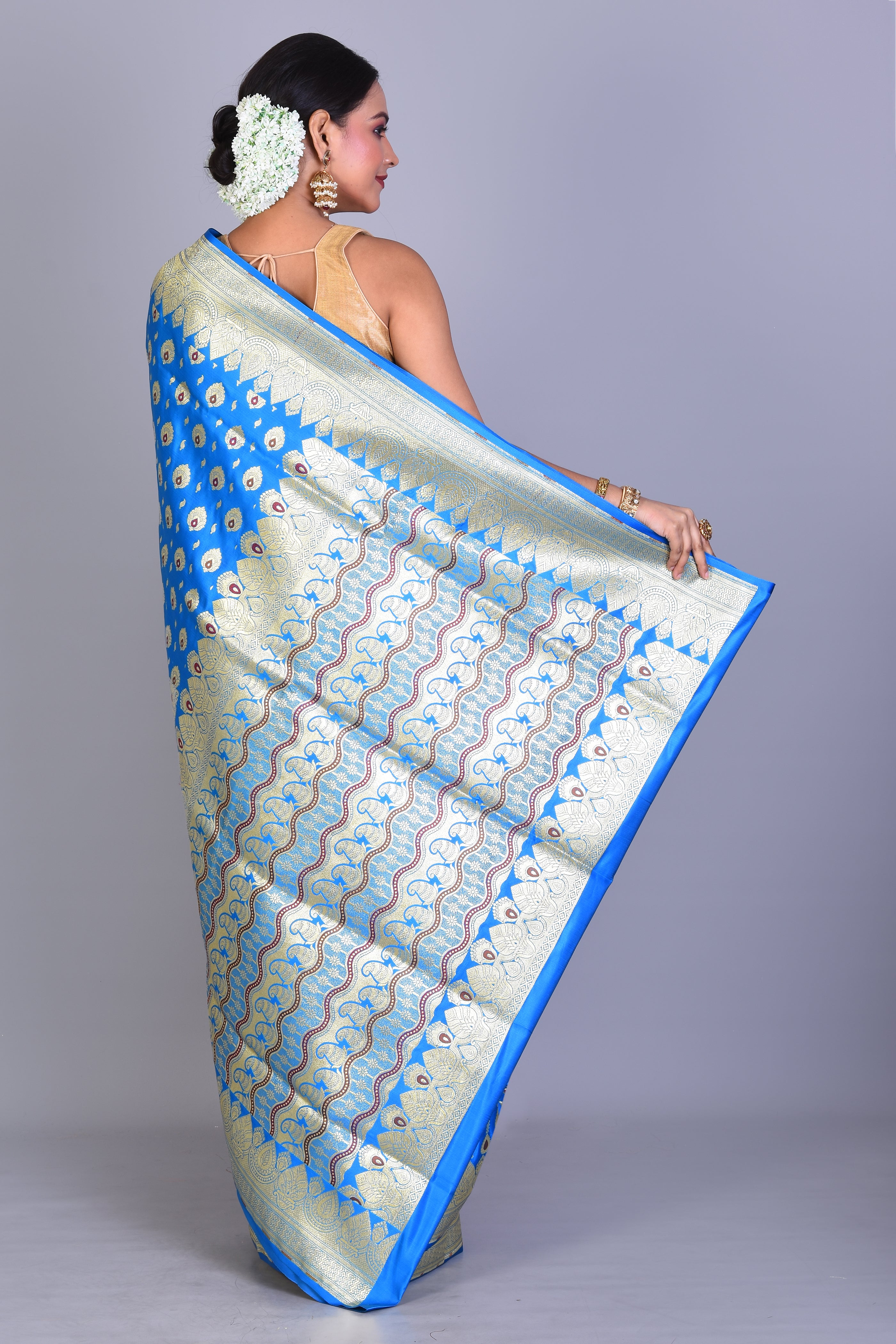 Blue Meenakari Banarasi Saree with Blouse Piece - Keya Seth Exclusive