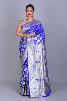 Blue Banarasi Saree with Blouse Piece - Keya Seth Exclusive