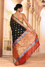 Load image into Gallery viewer, Gorgeous Black Semi Silk Saree
