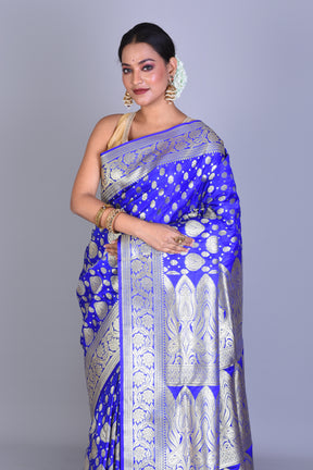 Blue Banarasi Saree with Blouse Piece - Keya Seth Exclusive